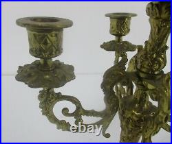 Gothic Brass Ornate Embossed Candle Holder Stick Candelabra 5 arm Faces