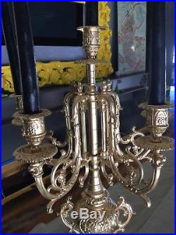 Gourgeous 24 Antique Italian Heavy Brass 6 Arm Candle Holder Candelabra