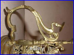 Great Antique 19th brass decorated chamberstick figural mythical dragon creature