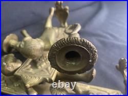 Great PAIR BRASS cherub Sconce Wall Candle Stick Holder VINTAGE