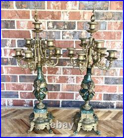 Green Marble & Brass Candelabra SOLD AS A SET Must Purchase Each One