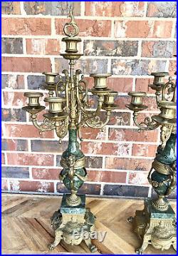Green Marble & Brass Candelabra SOLD AS A SET Must Purchase Each One
