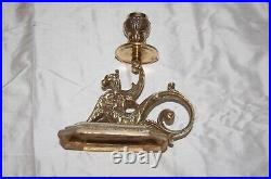 Gryphon Dragon Antique Bronze Brass Chamberstick Candle Holder Ornate