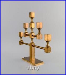 Gusum Metal. Large five-armed candlestick in brass. Swedish design, 1980s