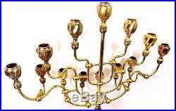 HUGE Antique Brass Architectural Church Altar 13 Arm Candle Holder Candelabra