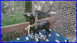 HUGE Brass Bronze Finish Deer Reindeer Statue 33Lbs 4 Candle Holder 29High
