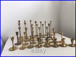 HUGE Brass Candlestick Lot Of 34 Wedding Decor Boho Chic Vintage MCM Tulip Base