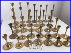 HUGE Brass Candlestick Lot Of 34 Wedding Decor Boho Chic Vintage MCM Tulip Base
