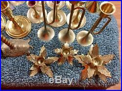 HUGE Lot Of 33 Brass Candle Stick Pairs And Groups Some Party Lite Turtle Pair
