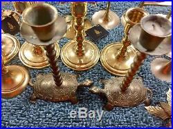 HUGE Lot Of 33 Brass Candle Stick Pairs And Groups Some Party Lite Turtle Pair