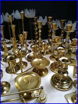 HUGE Lot of 70 + Brass Modern BaldwinParty Lite Wedding CandlesticksFREE SHIP