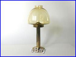 Hans-Agne Jakobsson Brass Hurricane Candleholder Swedish MCM Glass Design Lamp