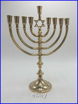 Hanukkah Chanukah Judaica Menorah Brass Candle Holder 13.5 Inches