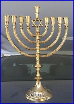 Hanukkah Chanukah Judaica Menorah Brass Candle Holder 13.5 Inches