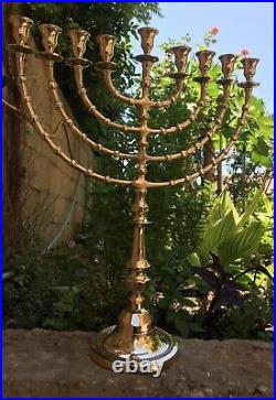Hanukkah Jewish Chanukah Menorah Israel Vintage Brass Chanukah Candle Holder