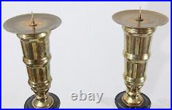 Heavy 40 Tall Vintage Green Marble & Brass Altar Candle Holder Candlesticks