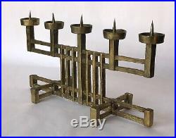 Heavy Mid-Century Bronze Brass Brutalist Candelabra Candlestick Candle Holder