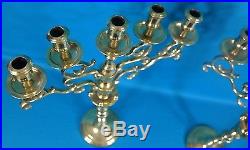 Heavy Solid Brass Swing 5 Arms Candelabra Candle Holder 18 3/4 Tall Set of 2