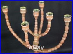 Heavy Solid Brass Swing 7 Arms Jewish Menorah Candelabra Candle Holder