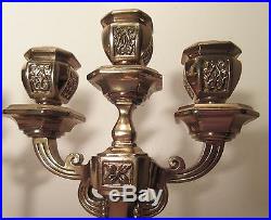 High quality pair of antique ornate solid brass candle stick holder candelabra