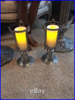 Holland Brass Works Of Chicago Pair Church Funeral Candle Holders 56 Tall