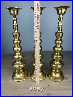 Homco 2 Piece 18 Tall Solid Brass Taper Candle Holder Set Of 3 Alter Mantel