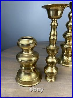 Homco 2 Piece 18 Tall Solid Brass Taper Candle Holder Set Of 3 Alter Mantel