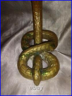 Htf Vintage Brass Cobra Snake Candle Holder 9 Heavy Figure 8 Coil