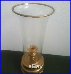 Huge 26 Vintage Chapman 1981 Brass Hurricane Lamp Glass Candle Holder Large
