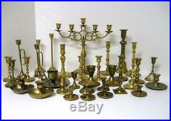 Huge Lot 33 Brass Candlesticks Candle Holders Wedding Vintage Patina #2