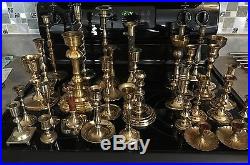 Huge Lot of 33 Vintage Brass Candlestick Holders- Wedding Candle Decor