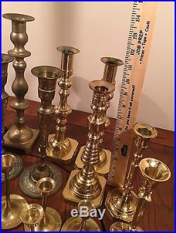 Huge Lot of 43 Vintage Brass Candlestick Holders- Candle Wedding Decor