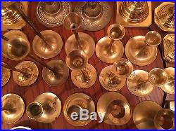 Huge Lot of 43 Vintage Brass Candlestick Holders- Candle Wedding Decor
