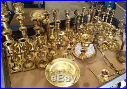 (Huge Lot of 46) Brass Candle Holders for Wedding Craft Decor Lots Vintage