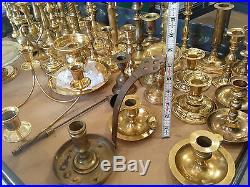 (Huge Lot of 46) Brass Candle Holders for Wedding Craft Decor Lots Vintage