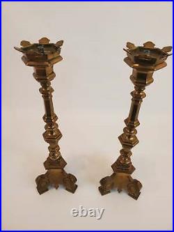Italian Baroque Style Brass Candlestick Pair
