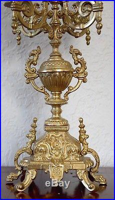 Italian Brass Candelabra STUNNING BEAUTY Pair 8 10 Candles Ornate