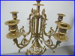 Italian Brass Candelabras Pair 26.5 Tall