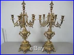 Italian Brass Candelabras Pair 26.5 Tall