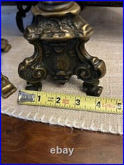 Italian Bronze Baroque Church Altar Candlesticks Religious Candle Holder Set 2