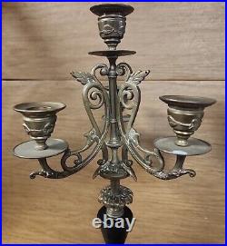 Italian Ornate Brass and Marble Candelabra 4 light 16