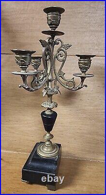 Italian Ornate Brass and Marble Candelabra 4 light 16