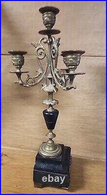 Italian Ornate Brass and Marble Candelabra 4 light 16