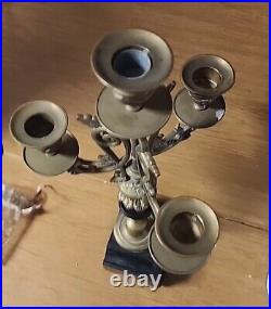 Italian Ornate Brass and Marble Candelabra 4 light 16