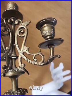 Italian Ornate Brass and Marble Candelabra 4 light 16