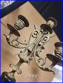 Italian Ornate Brass and Marble Candelabra 4 light 16