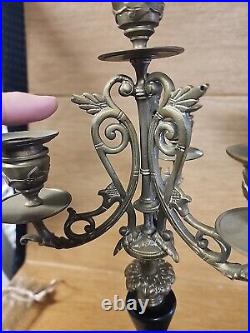 Italian Ornate Brass and Marble Candelabra 4 light 16