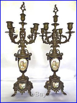 Italian Pair of Bronze/Brass Victorian Style Branched Candelabras