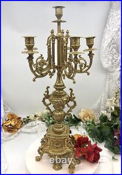 Italian Vintage Brevettato Brass Candelabras Baroque Style LARGE