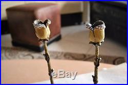 JAY STRONGWATER Twisted Tulip Flower Brass Swarovski Candlestick Holders MINT